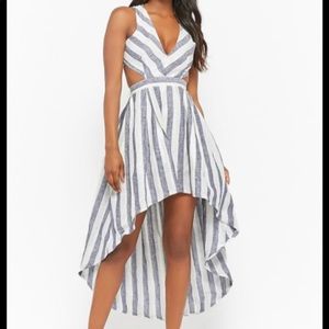 Striped High Low Linen Dress (see photos)